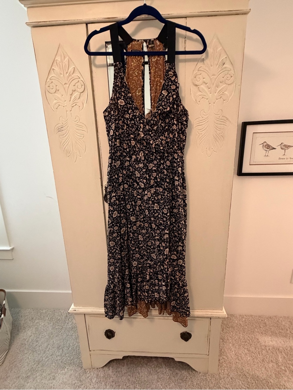 Scotch & Soda Black and Cream Floral Midi Dress